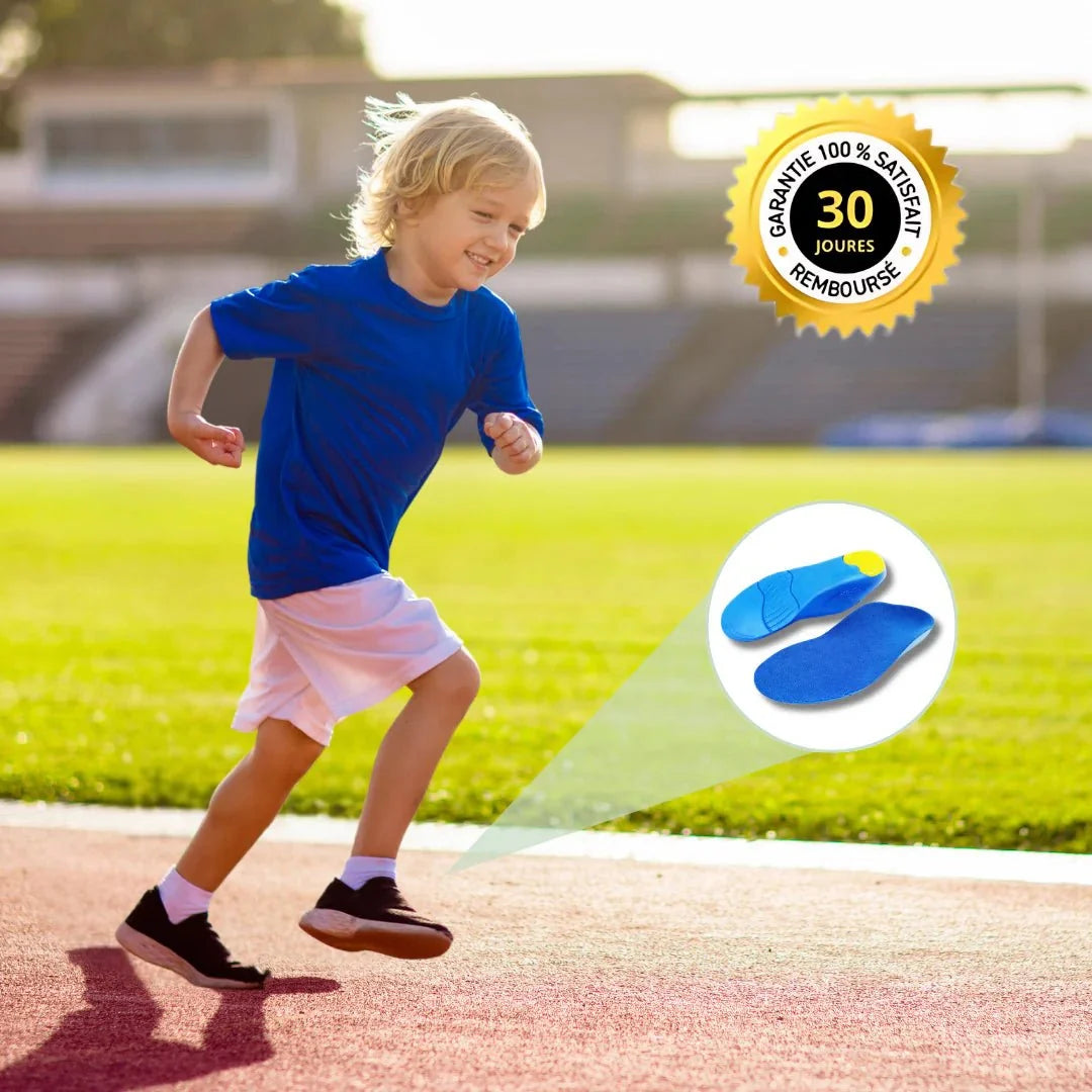 Orthopedic insoles for kids with a molded arch that corrects foot alignment