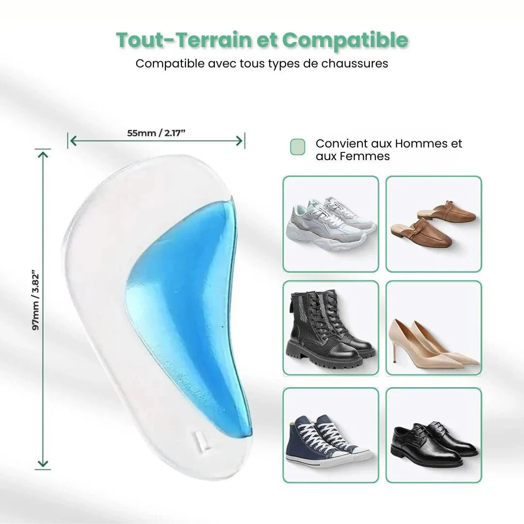 Kids orthopedic insoles with a raised arch and cupped heel for flat feet