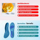 Pair of insoles shaped to relieve pressure under the bunion joint inside the shoe