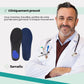 Pair of breathable orthopedic insoles with a raised arch, worn inside the shoe