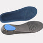 Pair of breathable orthopedic insoles with a raised arch, worn inside the shoe