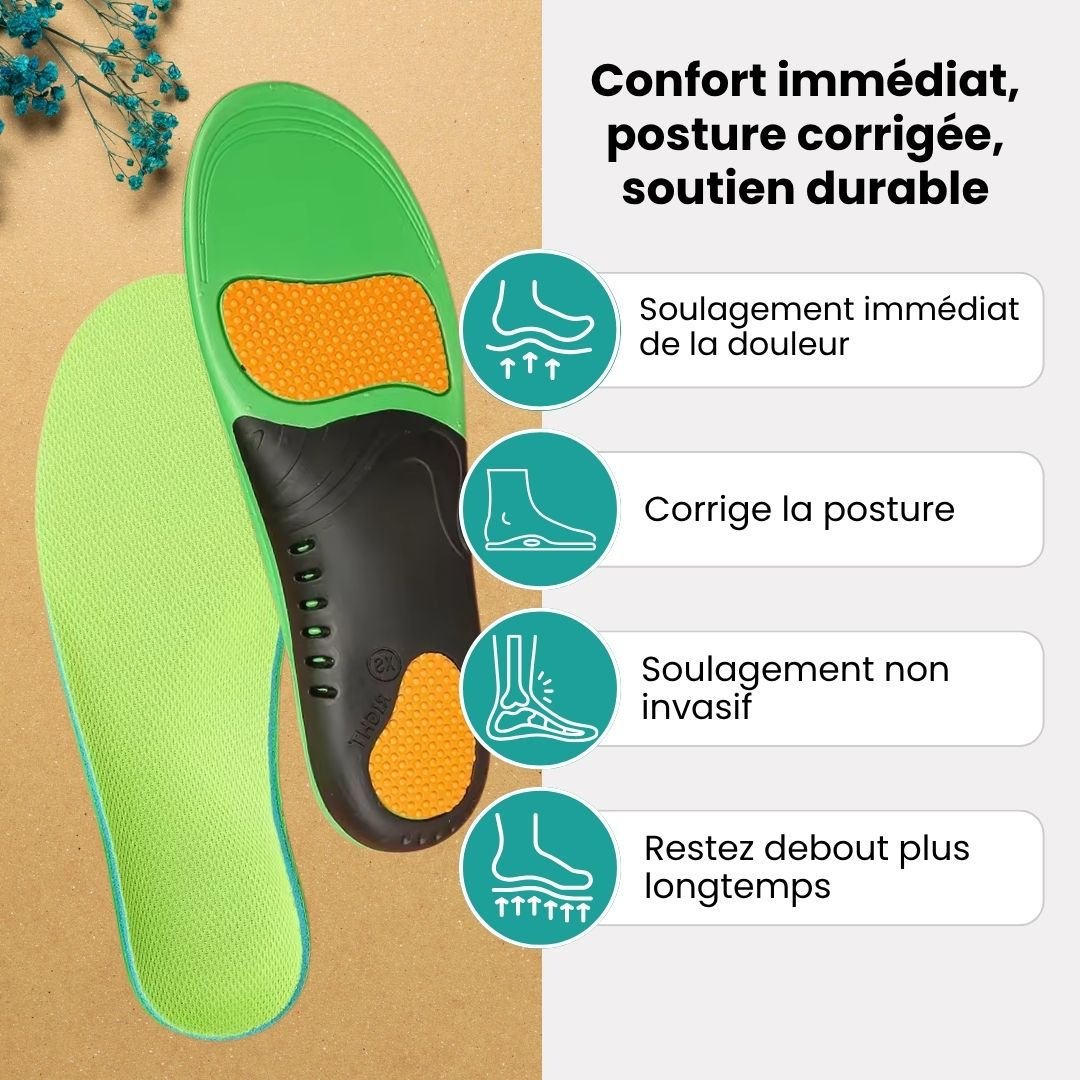 Full-length insoles for plantar fasciitis with a firm arch support and a padded heel