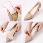 Memory foam high heel insoles in nude, black and pink, placed under the forefoot
