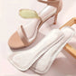 Memory foam high heel insoles in nude, black and pink, placed under the forefoot