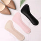 Memory foam high heel insoles in nude, black and pink, placed under the forefoot