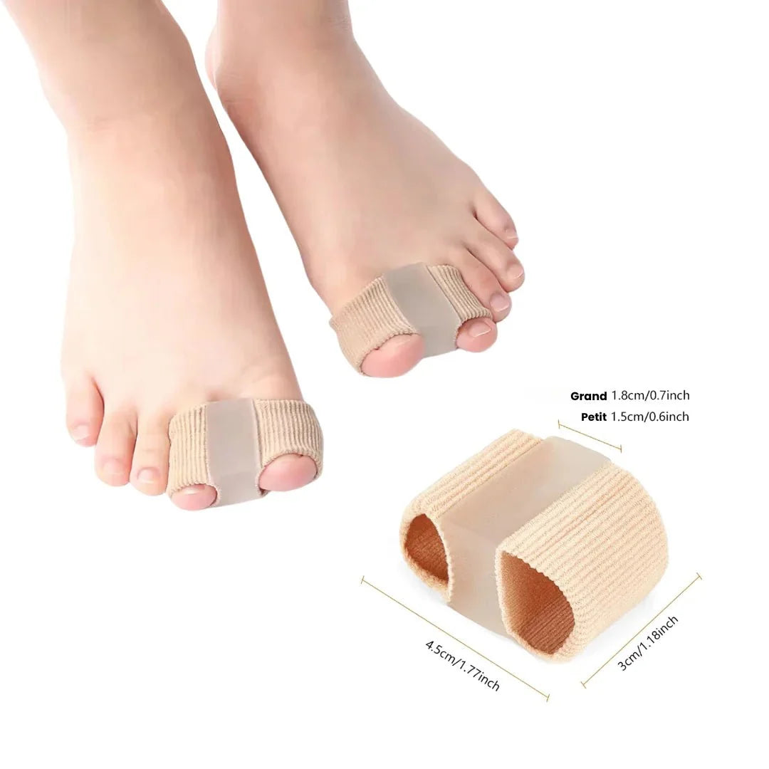 Soft flexible separators slipped between the toes to ease a hammer toe