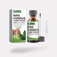 Bottle of clear serum with a brush applicator for treating toenail fungus