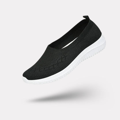 Women's orthopedic sneakers in black, pink, gray and beige with a thick cushioned midsole