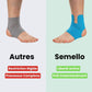 Blue fabric ankle strap fastened around the ankle for added stability