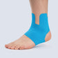 Blue fabric ankle strap fastened around the ankle for added stability