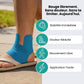 Blue fabric ankle strap fastened around the ankle for added stability