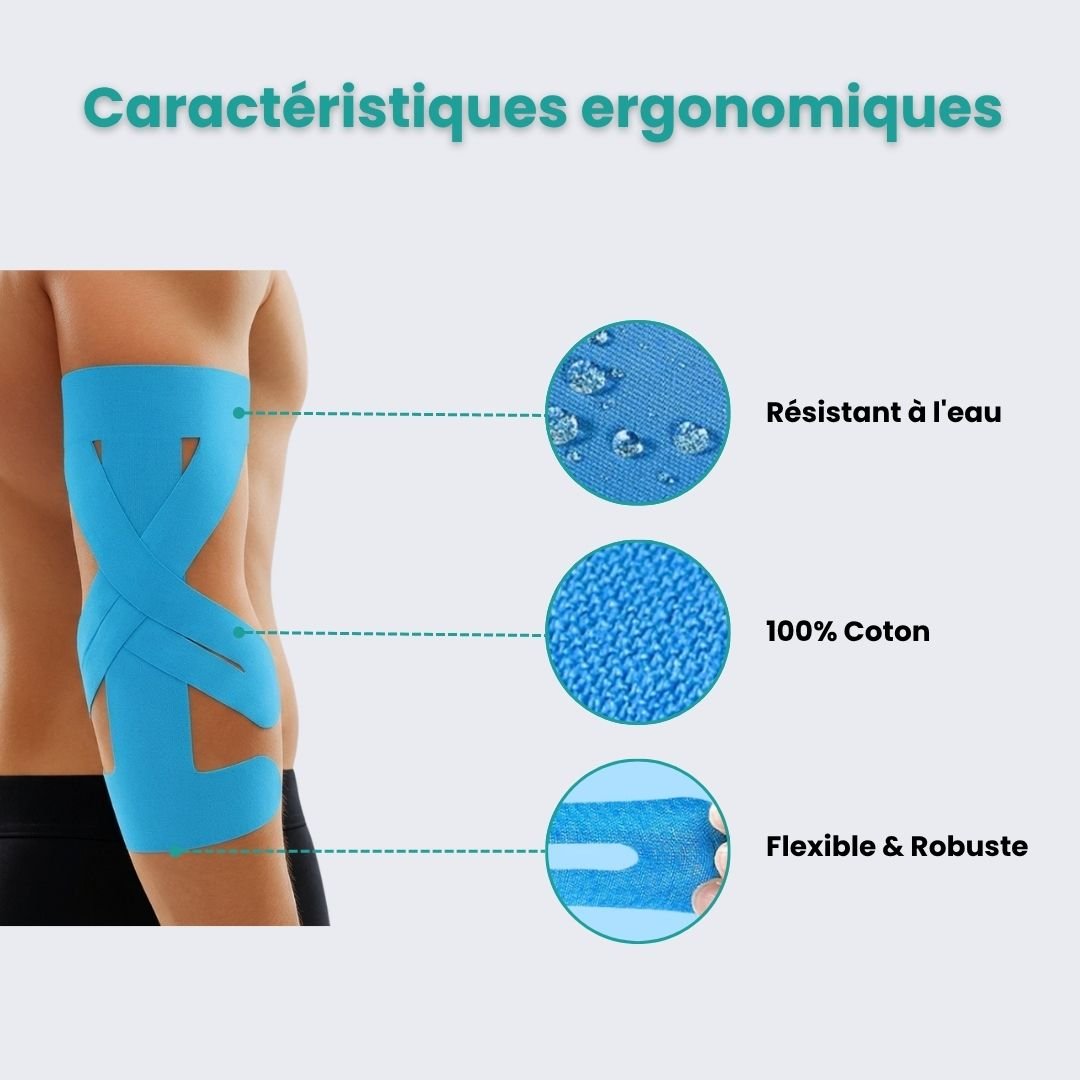 Set of elastic elbow straps worn just below the joint, in blue, black and khaki