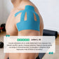 Blue, khaki and black elastic support strips applied across the shoulder for compression