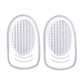 Clear padded cushions lining the heel of a shoe with a non-slip grip