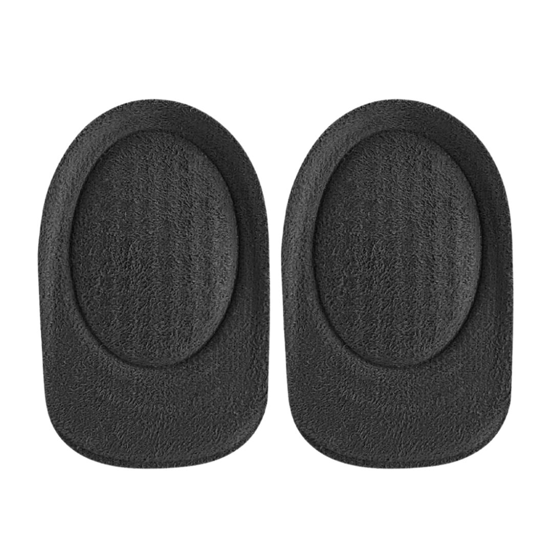 Clear padded cushions lining the heel of a shoe with a non-slip grip