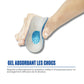 Shock-absorbing gel heel cups placed under the heel to ease Achilles tendon pain