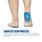 Shock-absorbing gel heel cups placed under the heel to ease Achilles tendon pain