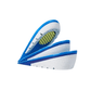 Pair of gel heel lifts placed under the heel inside the shoe to add height