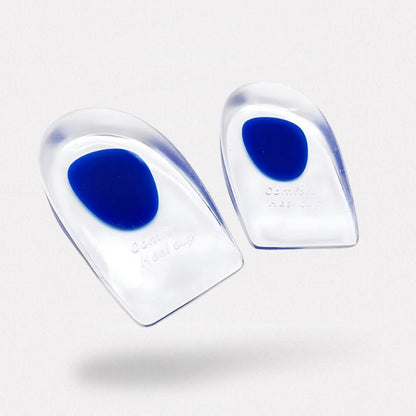 Silicone heel cups that sit under the heel to absorb shock inside a shoe