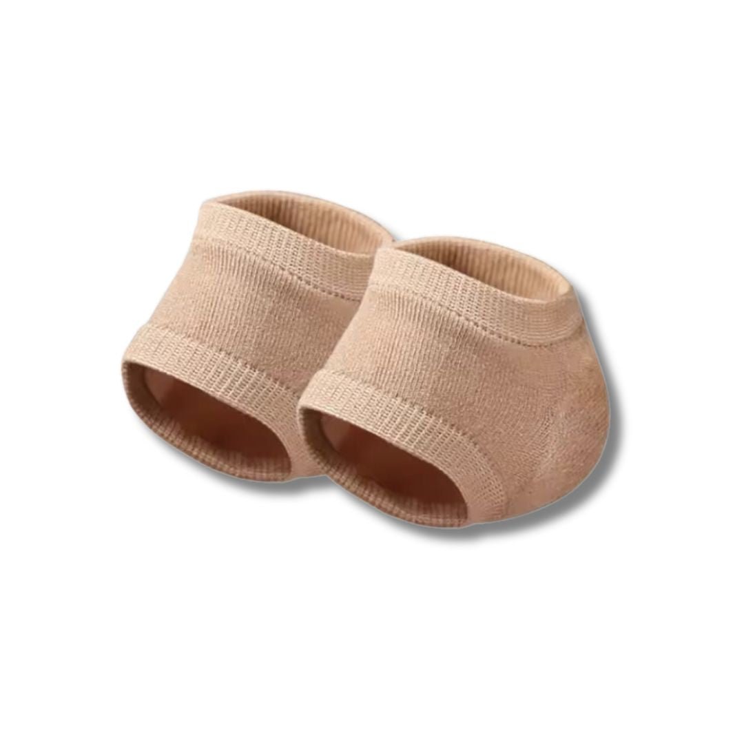 Pair of gel heel cushions placed under the heel inside any shoe