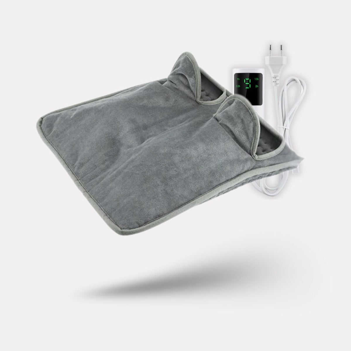 Heated foot mat with a soft top surface where both feet rest for warmth