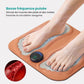 Foot massage mat covered in raised stimulation points, stood on barefoot