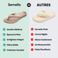 Orthopedic flip-flops with a toe post and contoured footbed, in khaki, black, navy and cream