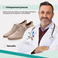 Lace-up orthopedic dress shoes with a cushioned insole, in black, caramel and gray
