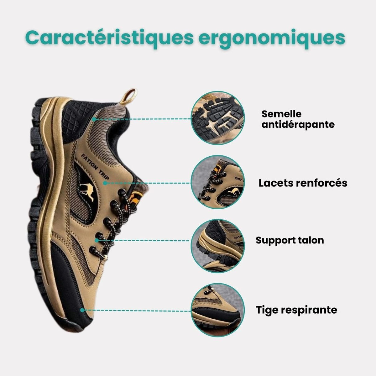 Lace-up orthopedic walking shoes with a thick cushioned sole, in caramel and black